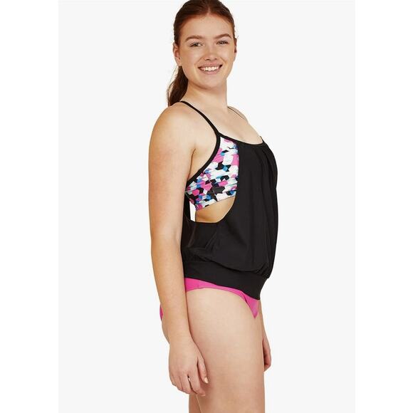 NWT Speedo Tankinki Blouson Top in‎ Anthracite Women's Size Small - Picture 2 of 6
